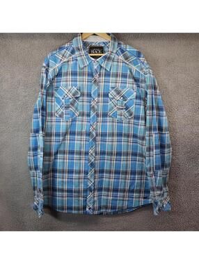 Buckle BKE Shirt Men 2XL XXL Blue Button Up Standard Fit LS